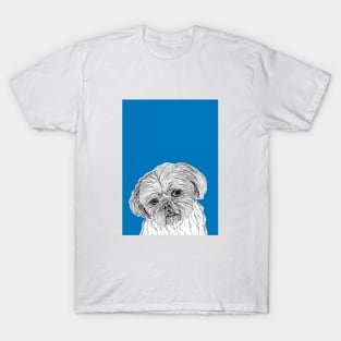 Shih Tzu Dog Portrait ( blue background ) T-Shirt